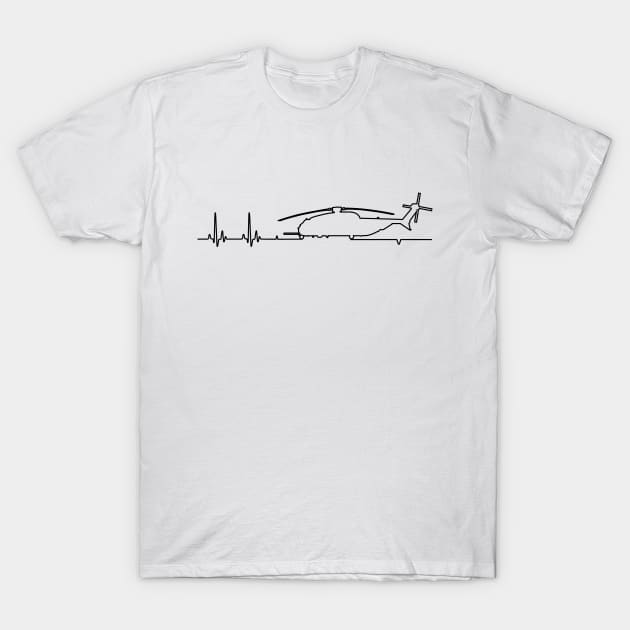 CH-53 / MH-53 Helicopter Heartbeat Pulse T-Shirt by NorseTech